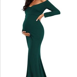 Off Shoulder Maternity Dress Cross-Front V Neck